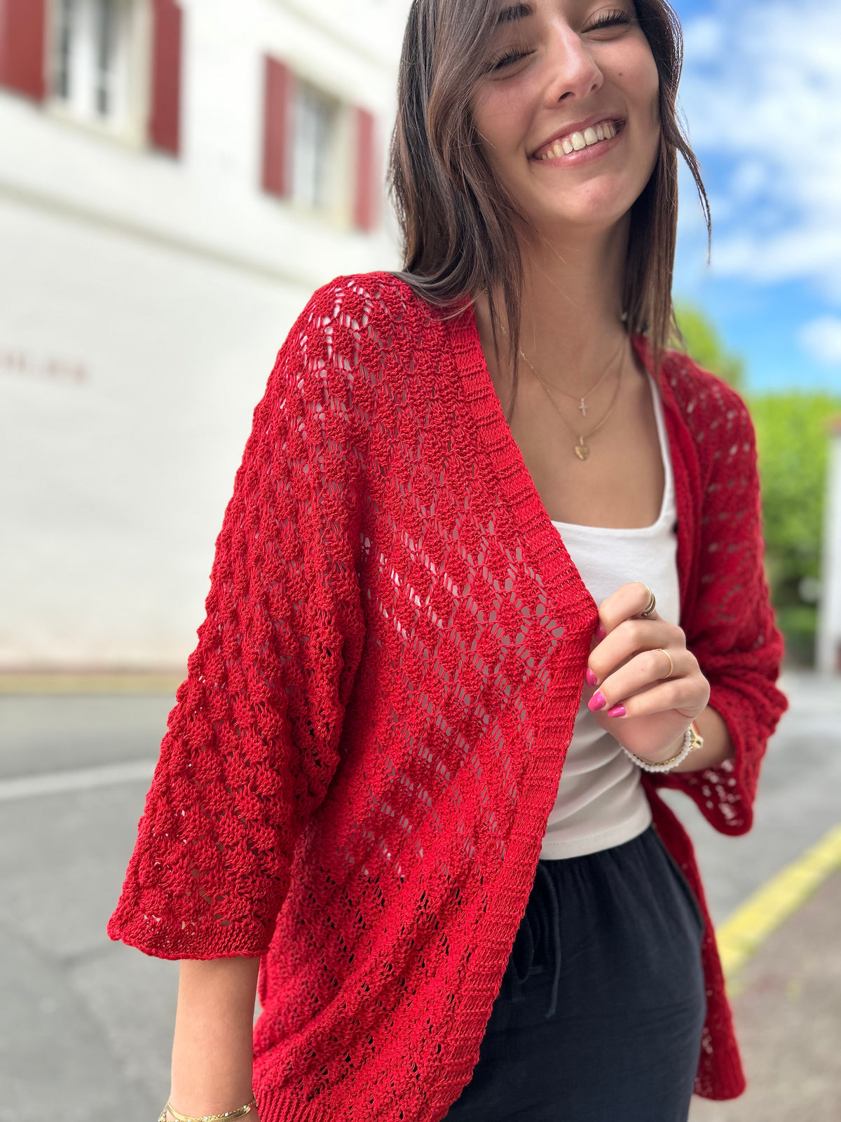 Gilet Mi-long en Maille | Taille Unique