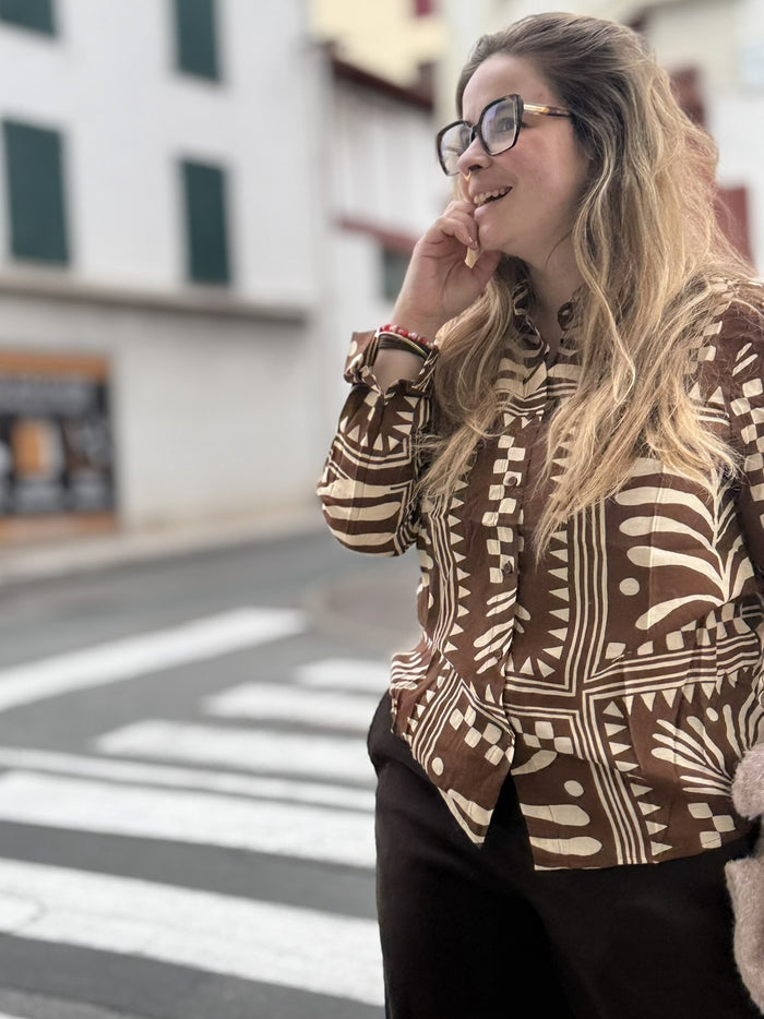 🌸 Chemise imprimée "Tahia" – Inspiration ethnique chic
