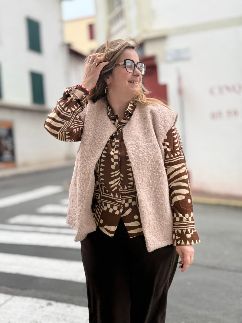 🤎 Chemise imprimée "Tahia" – Inspiration ethnique chic