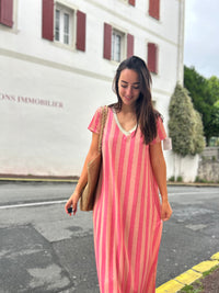 Robe Longue Rayée Pailletée – Taille Unique 36/46
