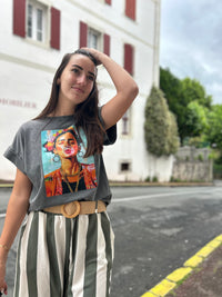 T-shirt Frida Kahlo – Imprimé Artistique Taille Unique
