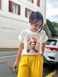 T-shirt Frida Kahlo – Imprimé Artistique Taille Unique