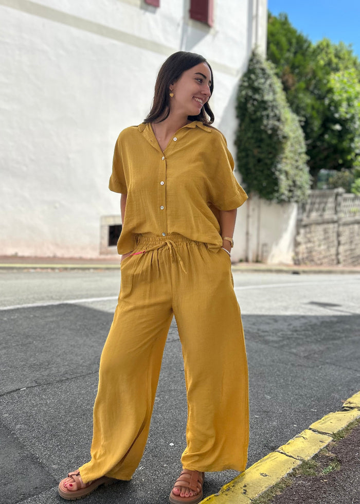 Chemise fluide viscose moutarde - taille unique