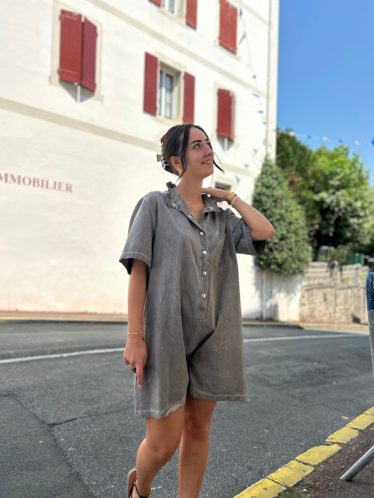 Combinaison Denim Grise Taille Unique