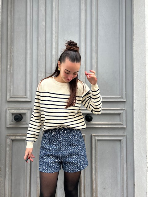 🌸 Short à Sequins Bleu Nuit