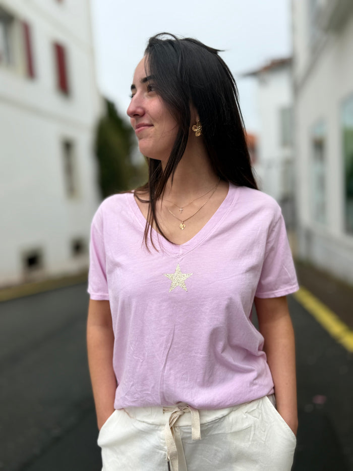 TEE shirt étoile paillettes femme tendance 
