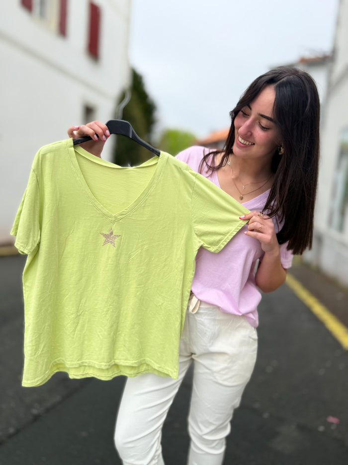 TEE shirt étoile paillettes femme tendance 
