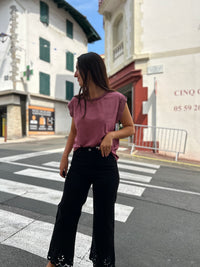 Jean Noir Brodé Femme | Détails Ajourés | Tailles S au L | Modadom