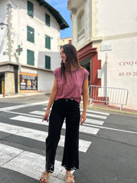 Jean Noir Brodé Femme | Détails Ajourés | Tailles S au L | Modadom