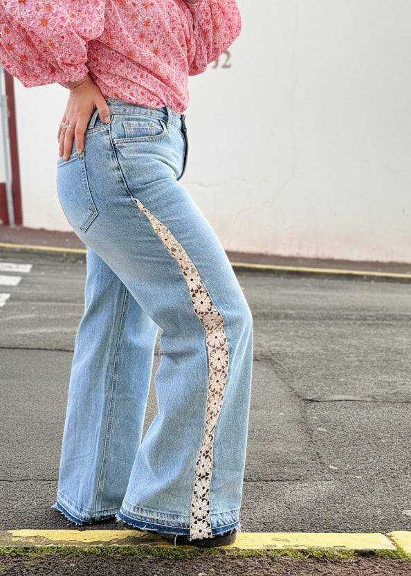 Jean pantalon tendance femme broderie Modadom