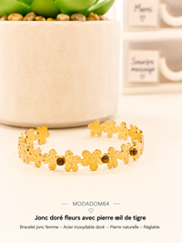 Jonc Réglable Acier Inoxydable & Pierre Synthétique Marron – Collection Modadom