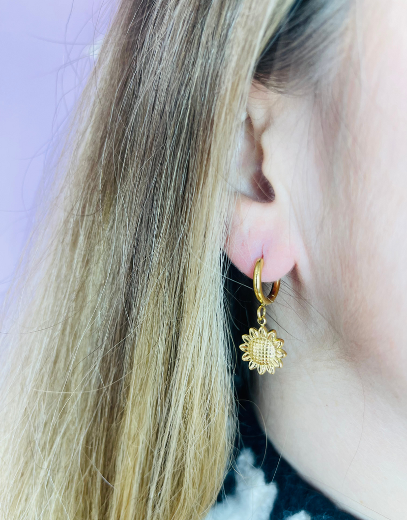 Mini Créoles en Acier - Tournesol (2 coloris )