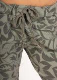 Pantalon - confort - Fleurs- Kaki