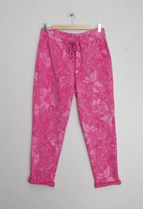 Pantalon Confort - floral - Fushia