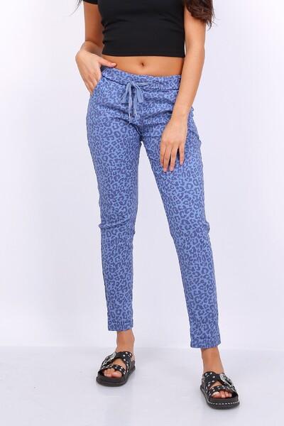 Pantalon Confort - Léopard - Bleu Jeans