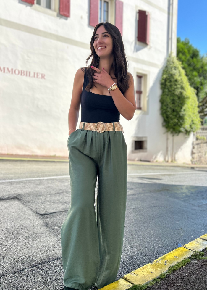 Pantalon palazzo Olivia kaki 