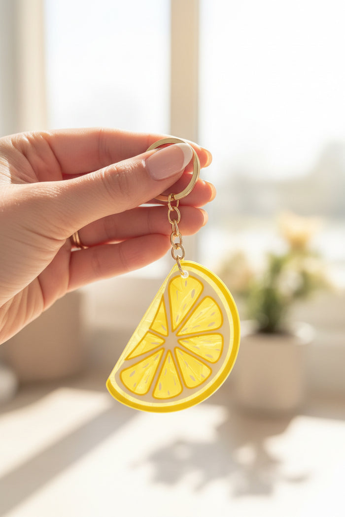 Porte-clé Citron & Œil Protecteur — Acier inoxydable