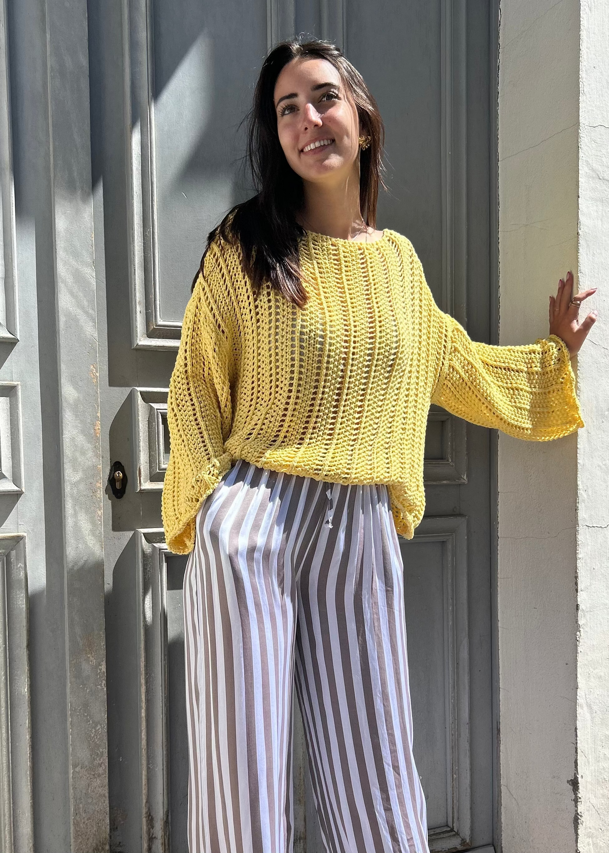 Pull Maille Bohème Jaune Soleil 