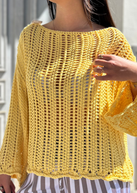 Pull Maille Bohème Jaune Soleil –