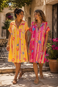 Robe Rayée Florale – Taille Unique | Fabrication Italienne