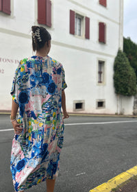 Robe imprimée Italia coloris bleu – vue de face