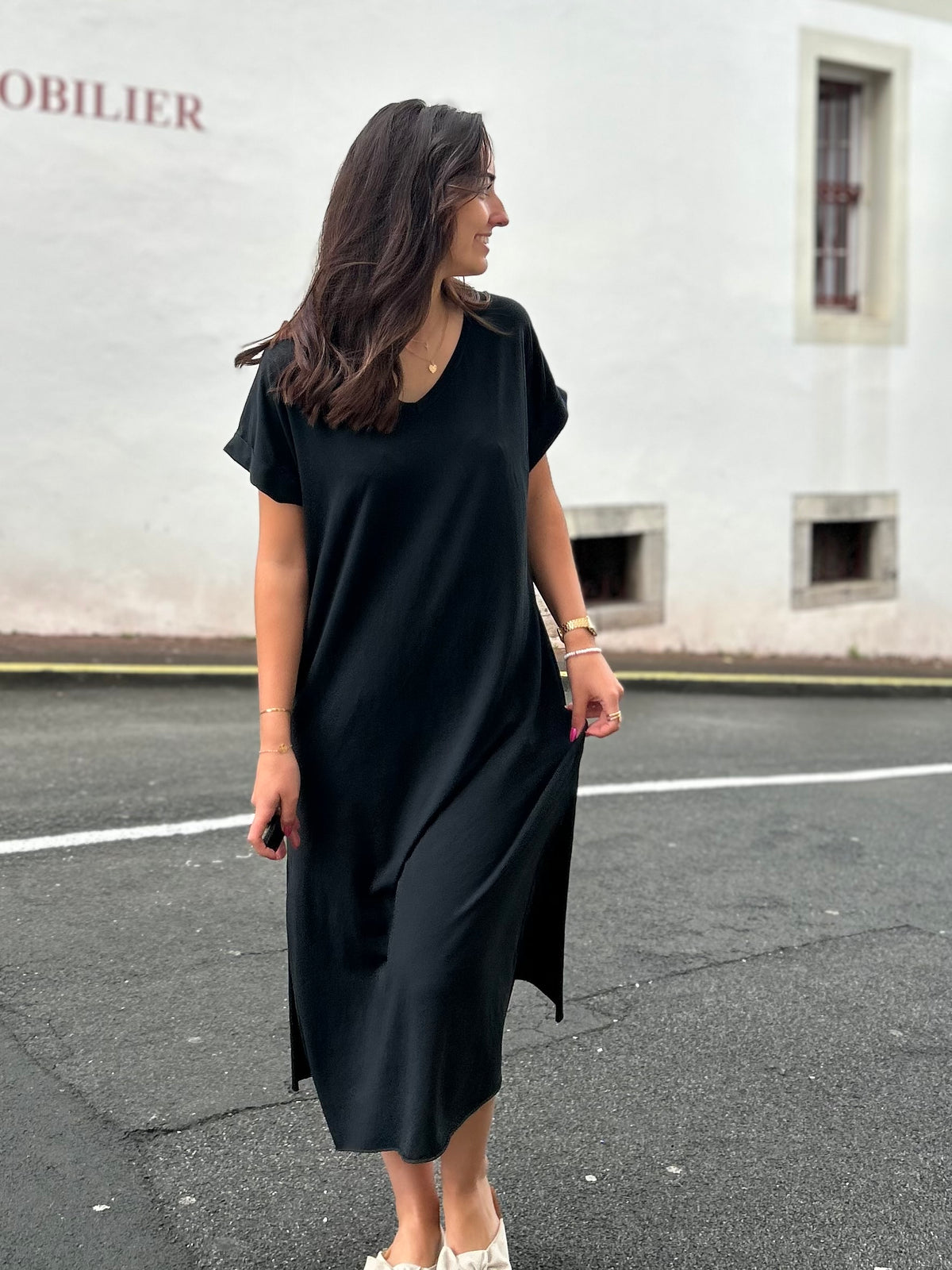 Robe longue noir confort été tendance 