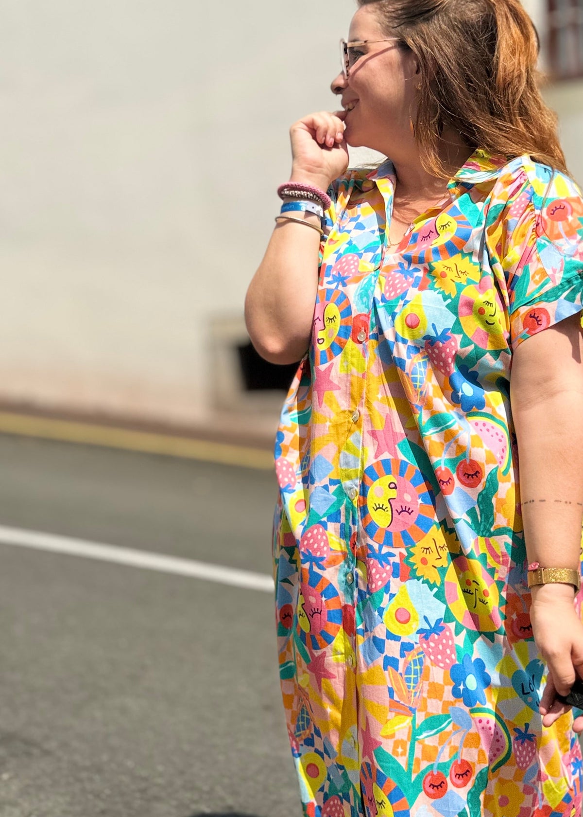 Robe longue imprimée colorée taille unique - vue de côté