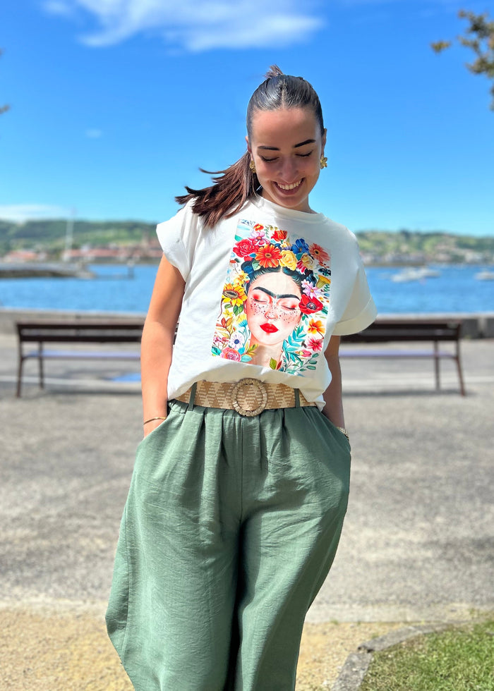 Tee shirt Frida Kahlo fleurie 