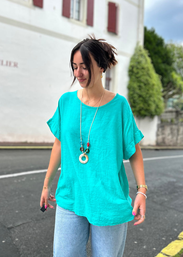 Tee shirt bleu turquoise été 