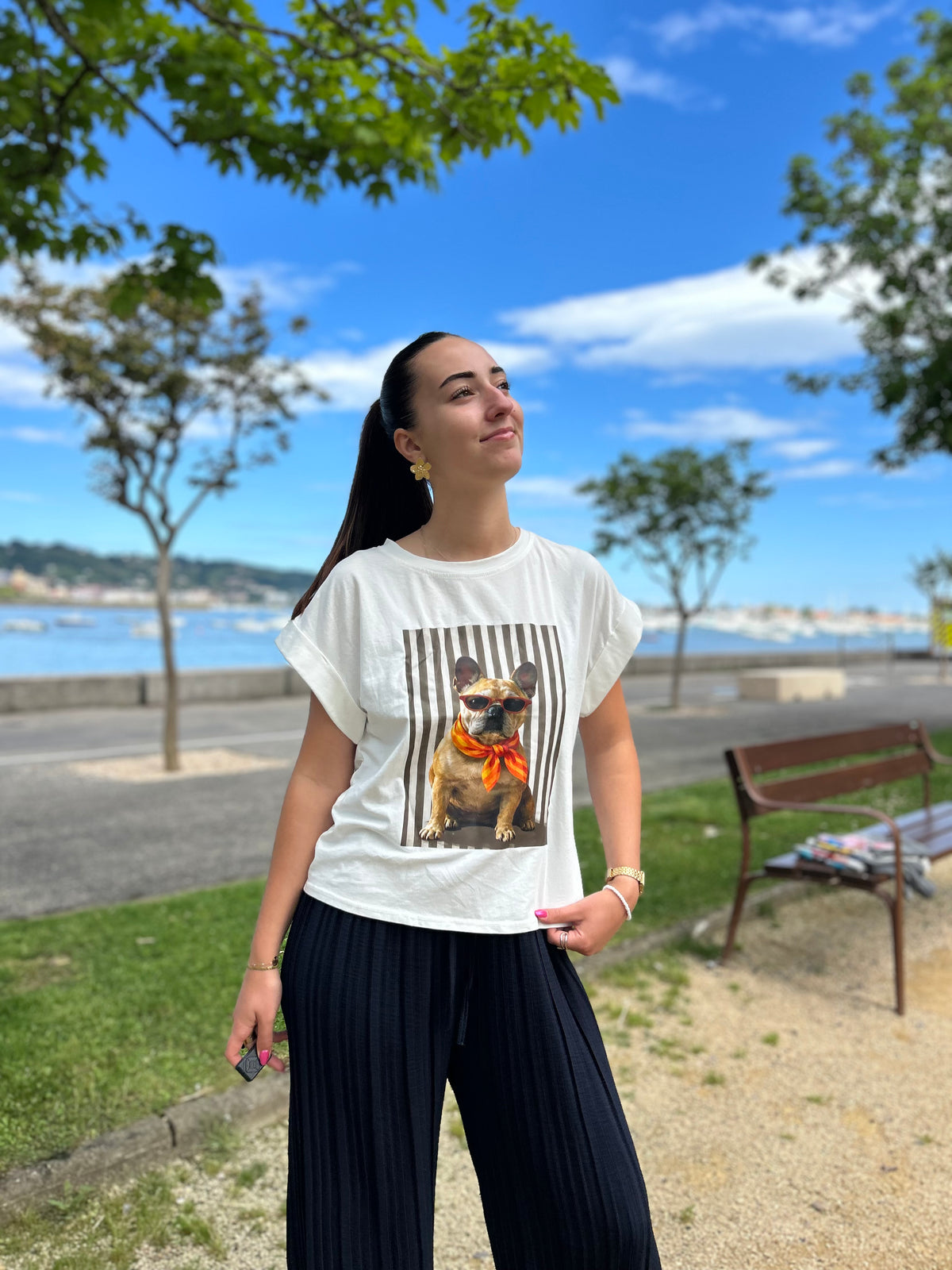 Tee shirt imprimé bouledogue 