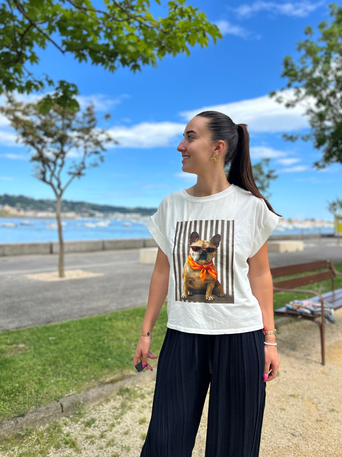 Tee shirt imprimé bouledogue 