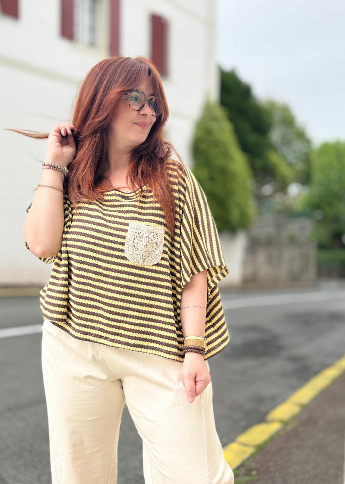 Tee shirt rayé en maille légère 