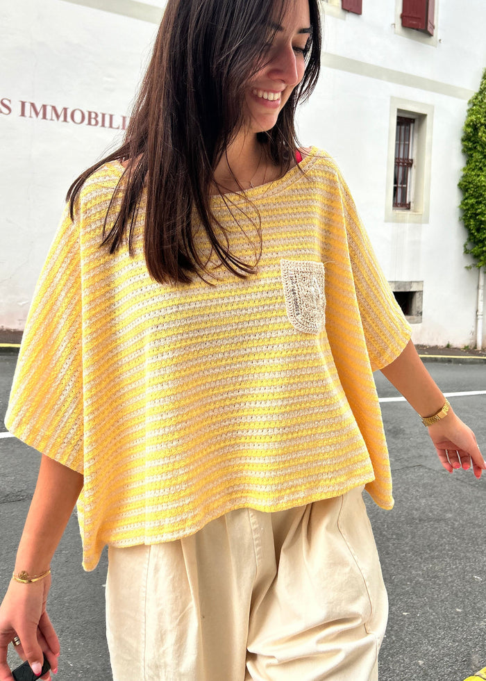 Tee shirt rayé en maille légère 