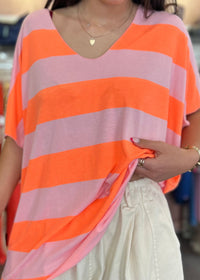 Tee shirt rayé rose et orange tendance été 2026