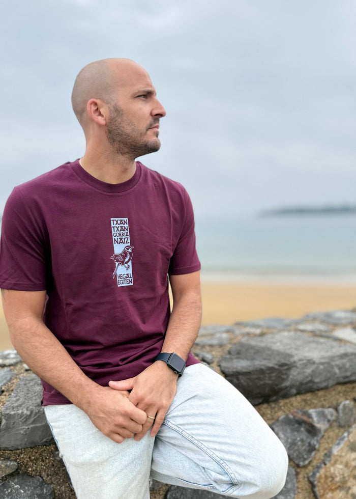 T-shirt TXANTXAN EZ KEXA Violine – Coton Bio Ultra Doux | Marque Basque de Sare