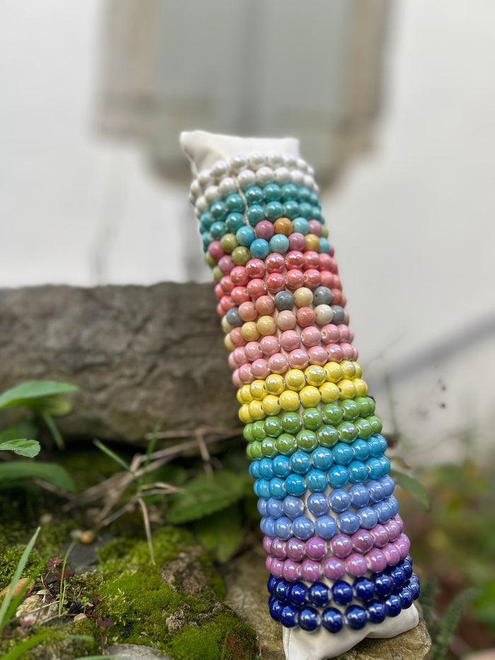 🌈 Bracelet Perlé Élastique – Couleurs Arc-en-Ciel & Bonne Humeur