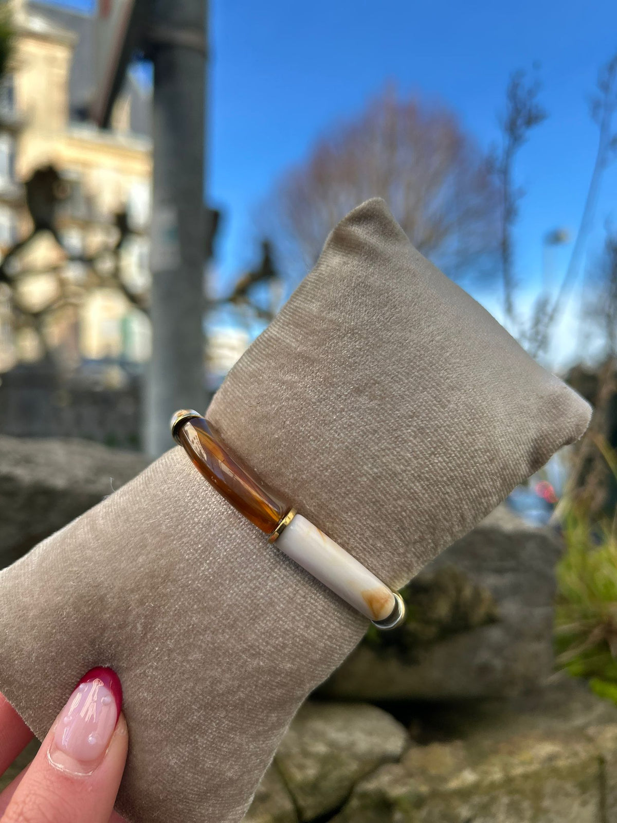 ✨ Bracelet Écaille Chic – Effet Marbré & Détails Dorés ✨