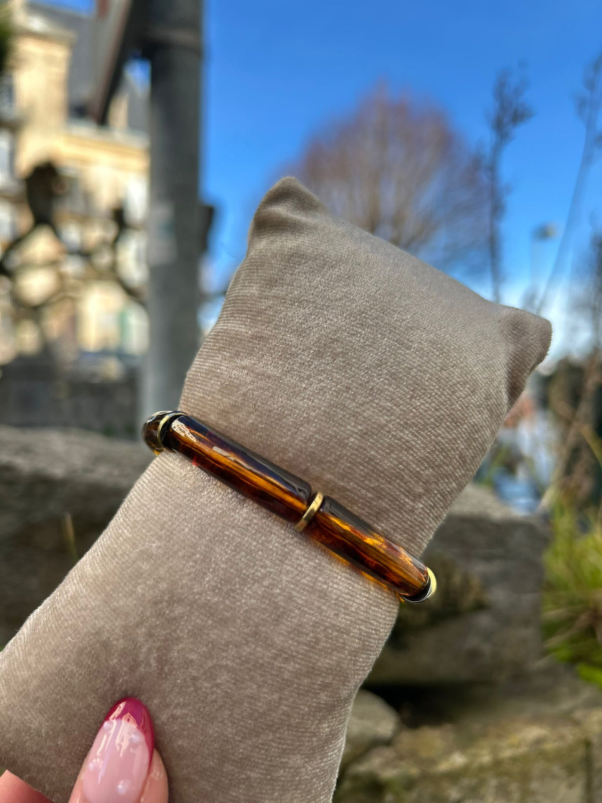 ✨ Bracelet Écaille Chic – Effet Marbré & Détails Dorés ✨