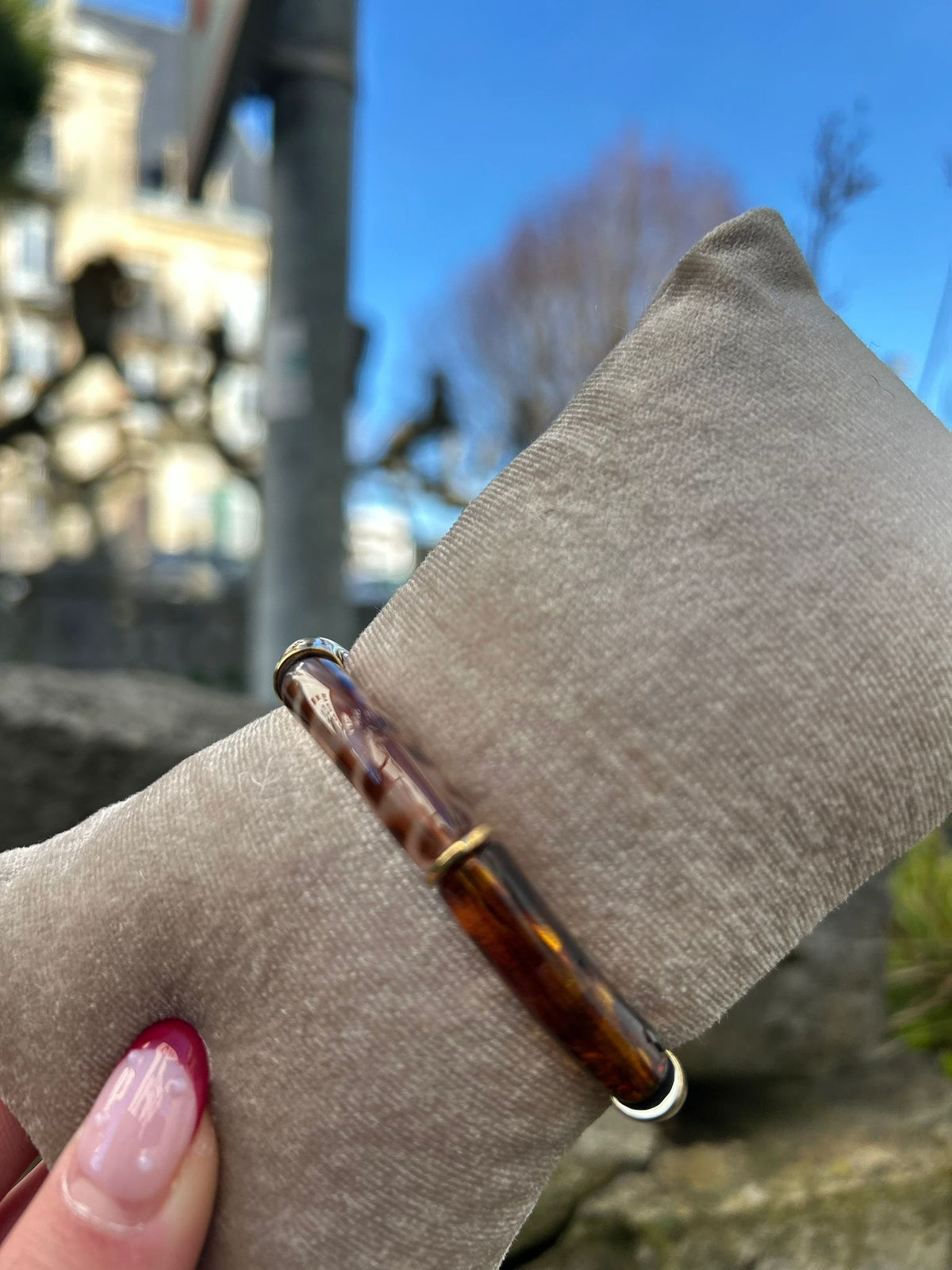 ✨ Bracelet Écaille Chic – Effet Marbré & Détails Dorés ✨