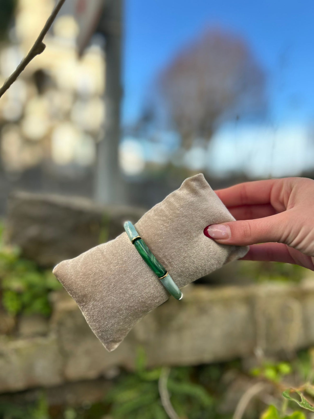 💚 Bracelet “Jungle Pop” – Tons verts & dorés | Vendu à l’unité