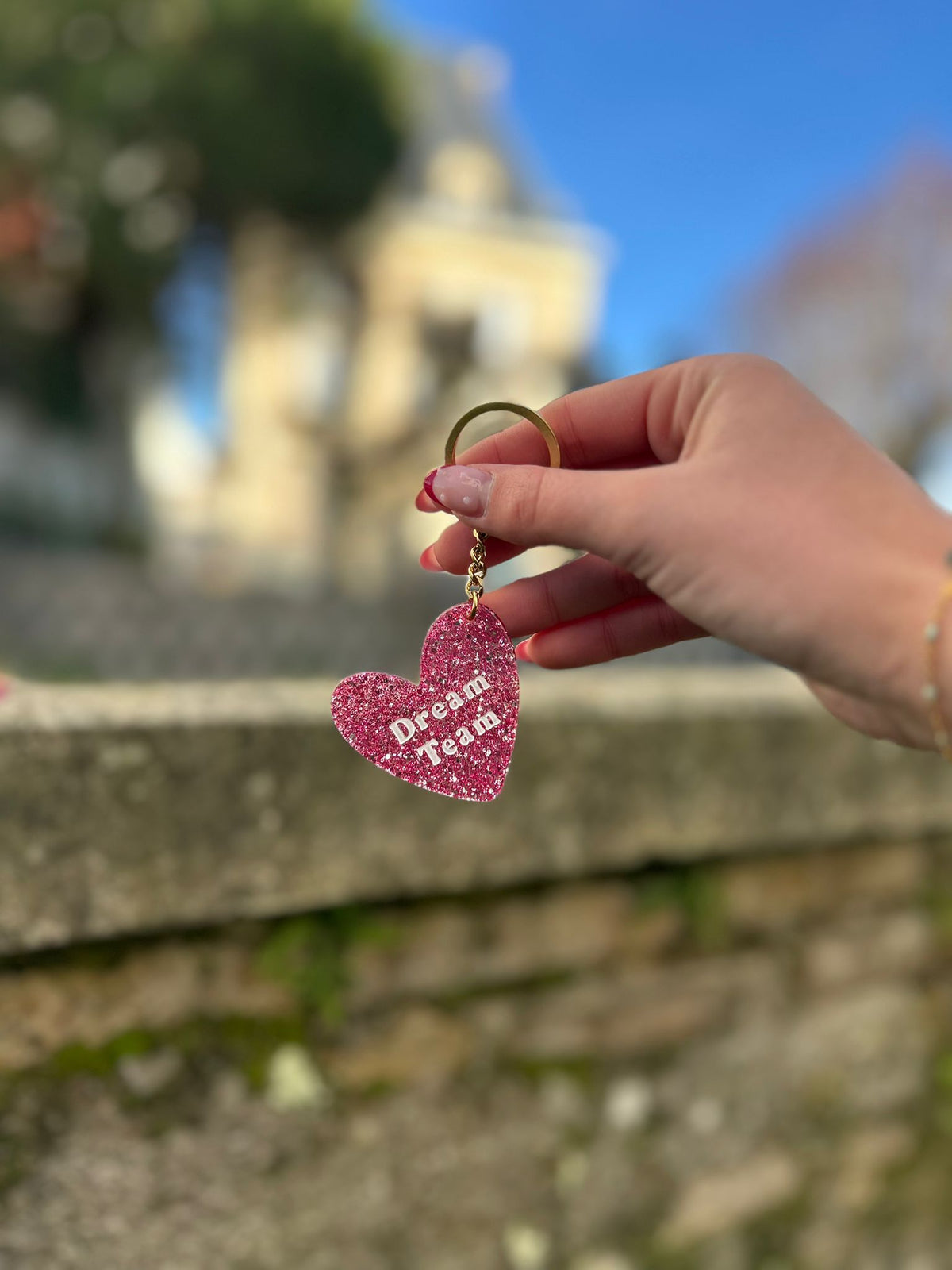 💖 Porte-clés Cœur Résine – Messages Tendance & Paillettes 💖