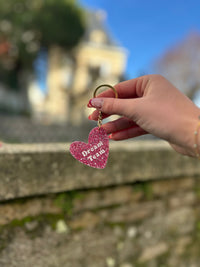 💖 Porte-clés Cœur Résine – Messages Tendance & Paillettes 💖
