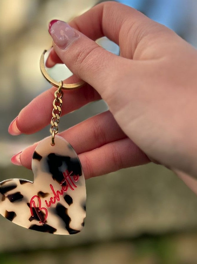 💖 Porte-clés Cœur Résine – Messages Tendance & Paillettes 💖