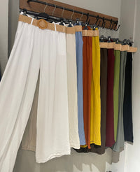 Pantalon Fluide Taille Élastique + Ceinture Rafia