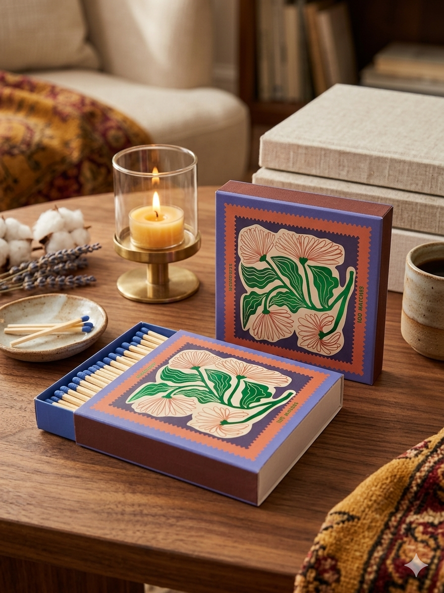 Boîte d'Allumettes de Sûreté Paddywax – 100 Allumettes Édition Florale
