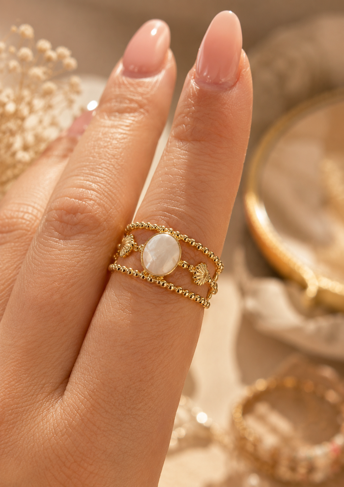 Bague Dorée Réglable – Acier Inoxydable Plaqué Or 18K