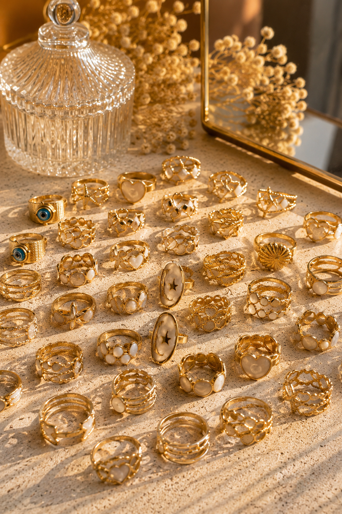 Bague Dorée Réglable – Acier Inoxydable Plaqué Or 18K