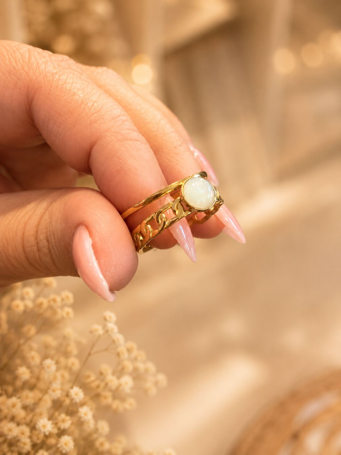 Bague Dorée Réglable – Acier Inoxydable Plaqué Or 18K