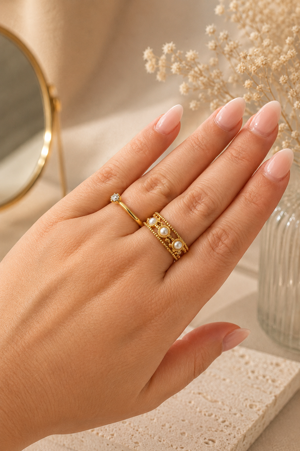 Bague Dorée Réglable – Acier Inoxydable Plaqué Or 18K