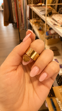 Bague Pampille Large Dorée Réglable – Acier Inoxydable Plaqué Or 18K